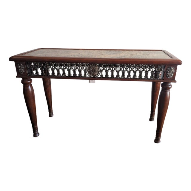 1990s Theodore Alexander Morgan Hill Marble Top Console Table For Sale