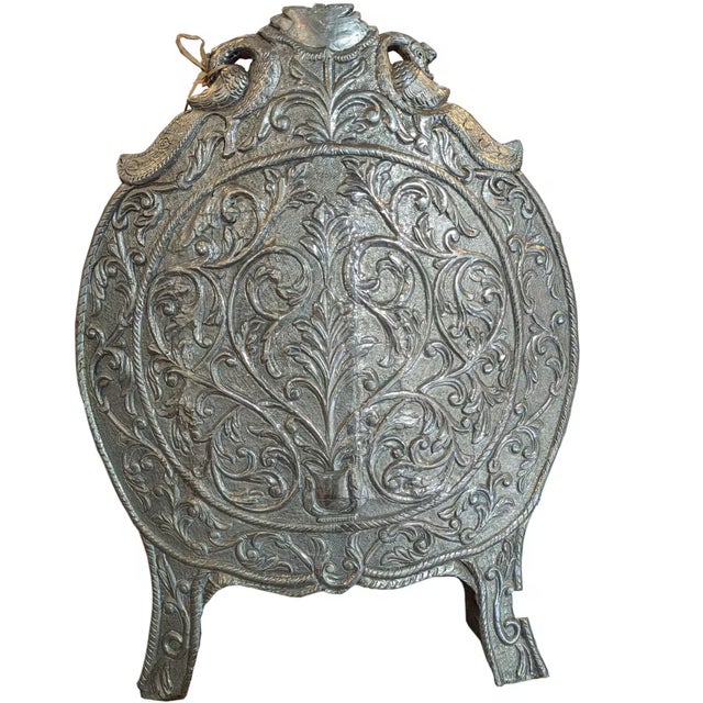 Royal Blue 1970s Indian Ornate Silver Metal Clad Blue Velvet Maharaja Bench For Sale - Image 8 of 8