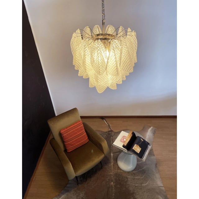 Vintage Italian Murano Glass Chandelier with 41 Rondini Glass Petals, 1980s For Sale - Image 14 of 18