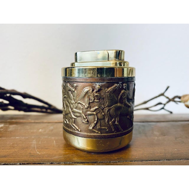 Vintage Rotary Ashtray, Cigarette Dispenser and Lighter with Brass Decoration by Erhard & Söhne, 1960s, Set of 3 For Sale - Image 16 of 18