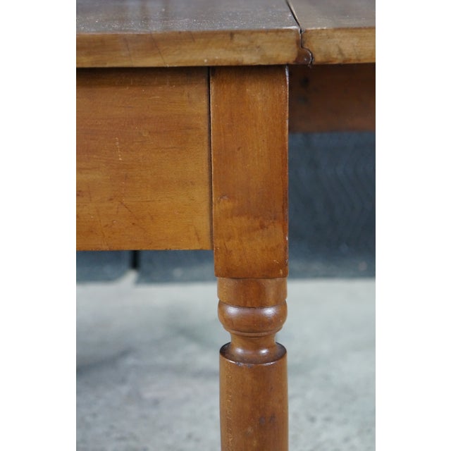 Antique Early American 19th C Cherry Gate-Leg Drop Leaf Dining Console Table 60" For Sale - Image 4 of 18