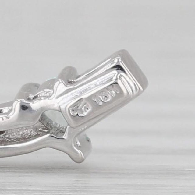 2010s 0.27ctw Diamond Green Tourmaline Journey Pendant 18k White Gold Floating Drop For Sale - Image 5 of 5