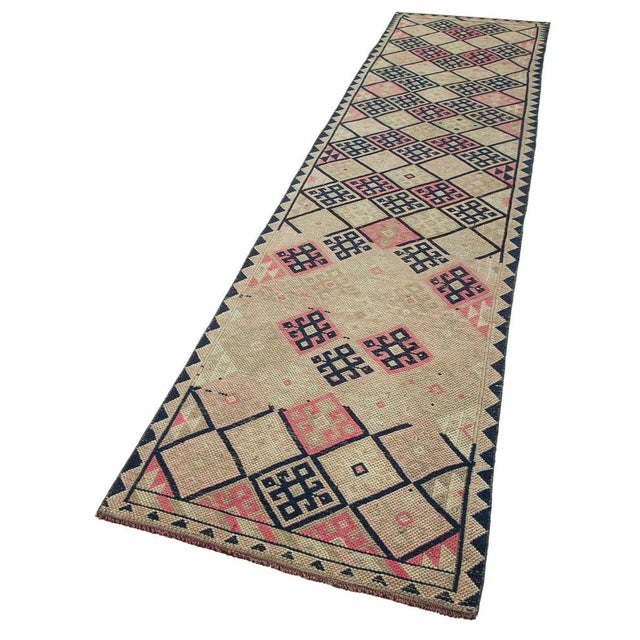 Boho Chic Beige Bohemian Runner Rug For Sale - Image 3 of 7