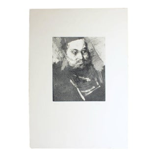 1962 Portrait Etching by Jack Levine For Sale