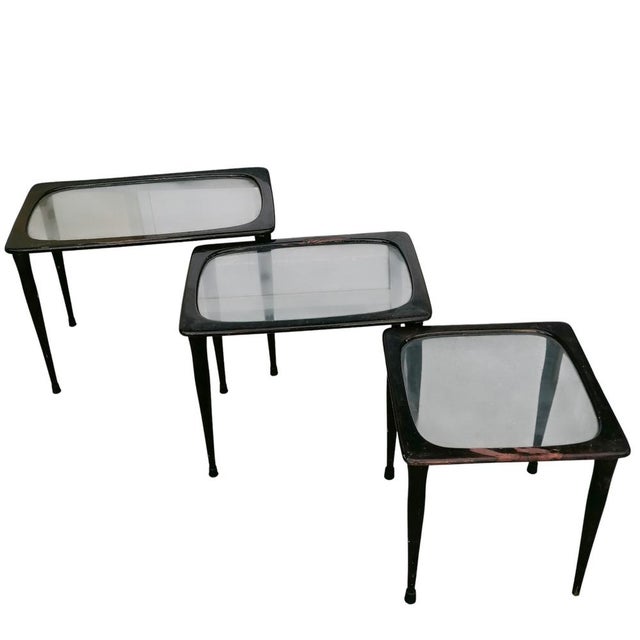 Mid-Century Modern Vintage Nesting Tables, 1950s, Set of 3 For Sale - Image 3 of 8