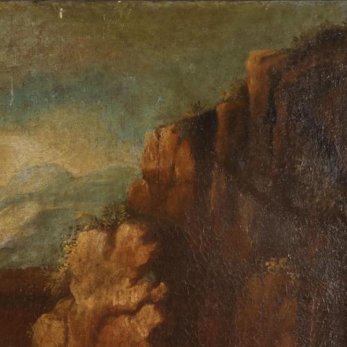 Brown Venetian School, Landscape with Figures, Oil on Canvas, Framed For Sale - Image 8 of 12
