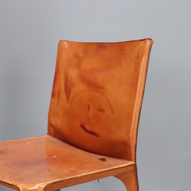 CAB 412 Chairs in Cognac-Colored Leather attributed to Mario Bellini for Cassina, Set of 2 For Sale - Image 3 of 9