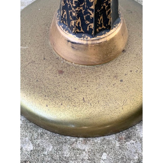 Mid-Century Modern Black & Gold Ceramic Leaf Standing Ashtray For Sale - Image 4 of 12