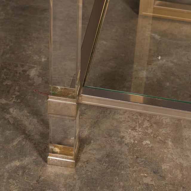 French Brass and Acrylic Glass Console Table by Pierre Vandel, 1970 For Sale - Image 12 of 15