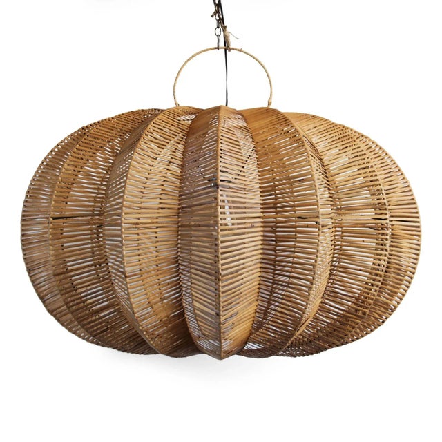 Wood Split Stain Pumpkin Pendant Light 40" For Sale - Image 7 of 7