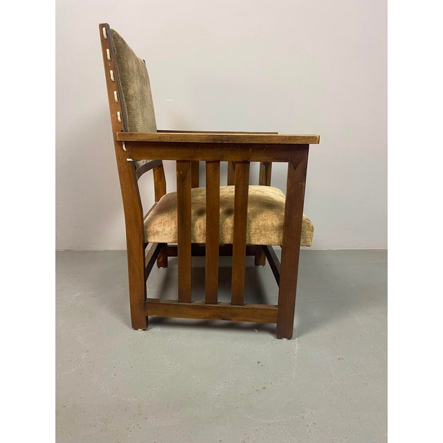 1920s Antique Dutch Haagse School Oak Armchair by L.O.V. Meubelfabriek, Oosterbeek, the Netherlands, 1920s For Sale - Image 5 of 14