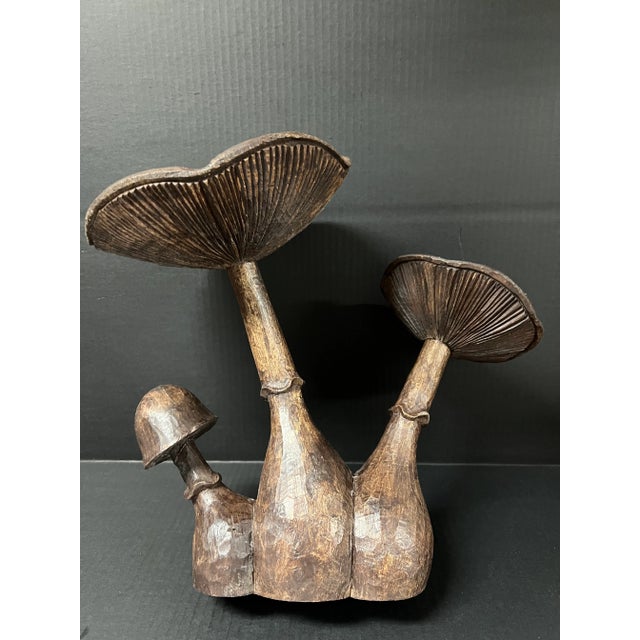 Vintage Carved Solid Wood Mushroom Sculpture For Sale - Image 9 of 10