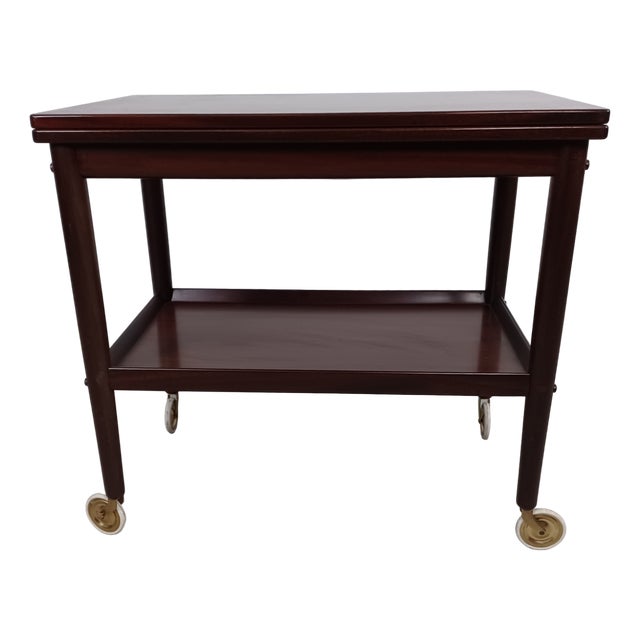 Fully Restored Rungstedlund Mahogany Multifunctional Serving Table by Ole Wanscher for Poul Jeppesens Møbelfabrik, 1960s For Sale