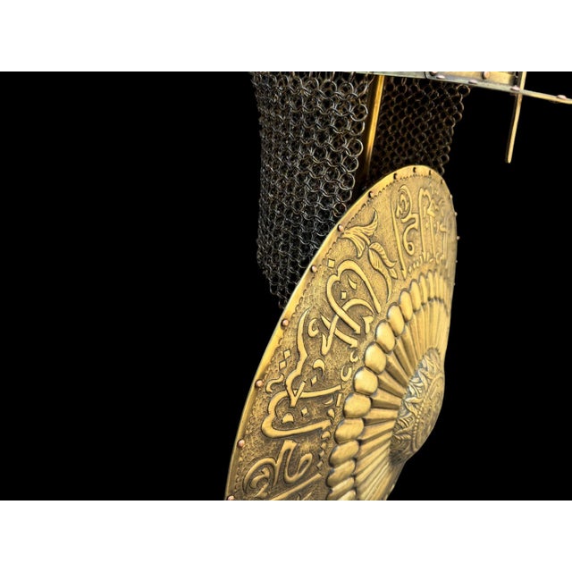 Large Engraved Calligraphy Helmet Shield Set For Sale - Image 14 of 15