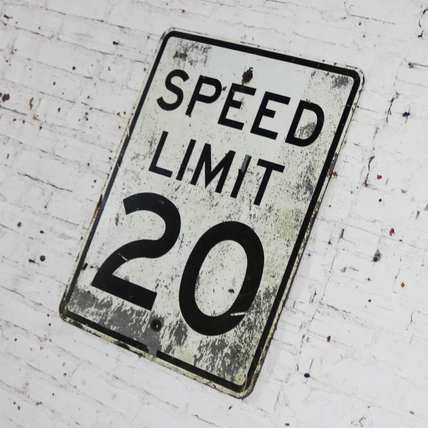Vintage Speed Limit 20 Large Steel Traffic Sign | Chairish