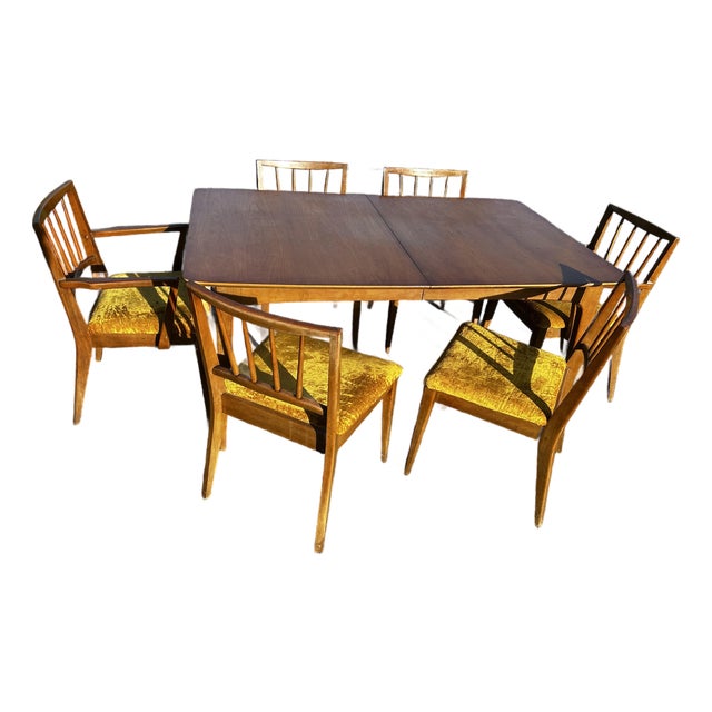 1960s Mid Century Table and 6 Chairs For Sale