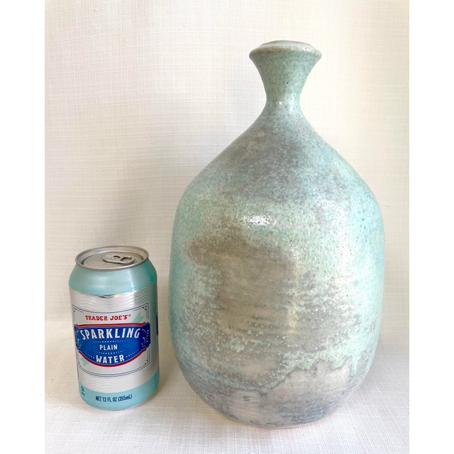 Mid Century Light Blue Studio Pottery Vase For Sale - Image 9 of 9