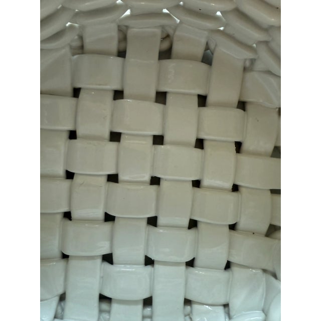 Ceramic Vintage Italian White Woven Ceramic Basket For Sale - Image 7 of 11