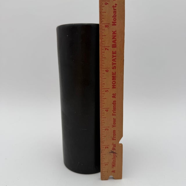Vintage Hyalyn 314 Matte Black MCM Cylinder Vase For Sale - Image 4 of 7