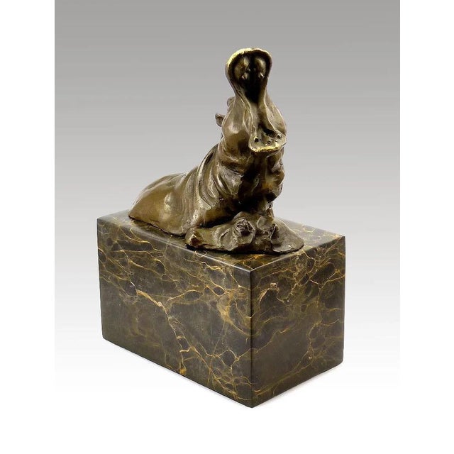 Bronze Little Hippo Statue For Sale - Image 4 of 8