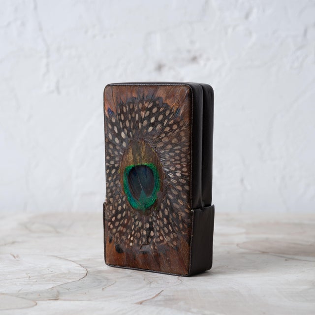 Textile Peacock Feather Cigarette / Card Case For Sale - Image 7 of 8