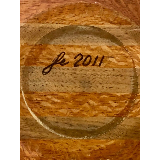 Contemporary Artists Crafted Inlaid Turned Wood Bowl, Signed For Sale - Image 3 of 4