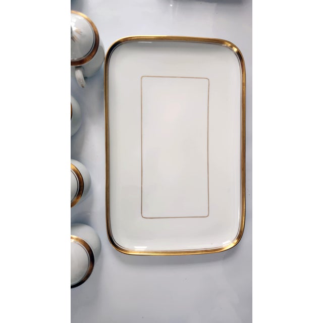 Vintage Portuguese Porcelain, Hostess Ware, Pot De Creme Set With Tray, Gilt Accents, Set of Eight, Circa 1980s - 9pcs For Sale - Image 15 of 16