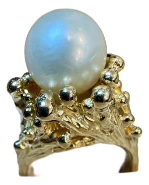 9.5 MM Round Akoya Pearl Ring in 14 Karat Yellow Gold , Size 5.75