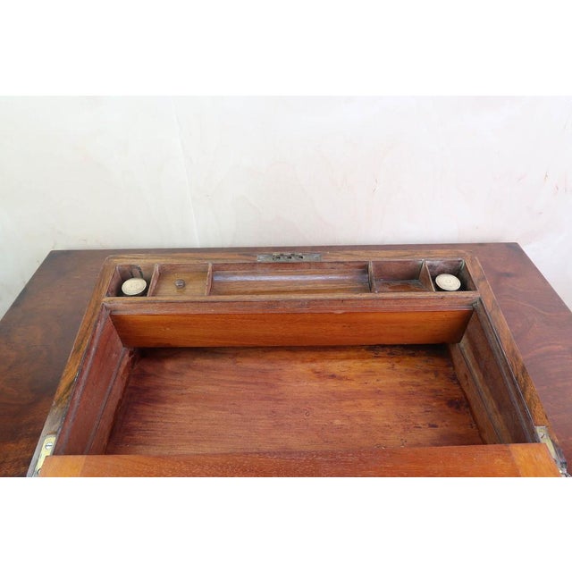 Large Campaign Burr Walnut Writing Box, 1871 For Sale - Image 9 of 11