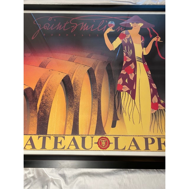 Vintage Philippe Sommer Framed Poster Chateau Lapeyre French Wine