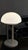Metal Vintage Mushroom Tripod Table Lamp in Opaline Glass and White Steel, 1970s For Sale - Image 7 of 11