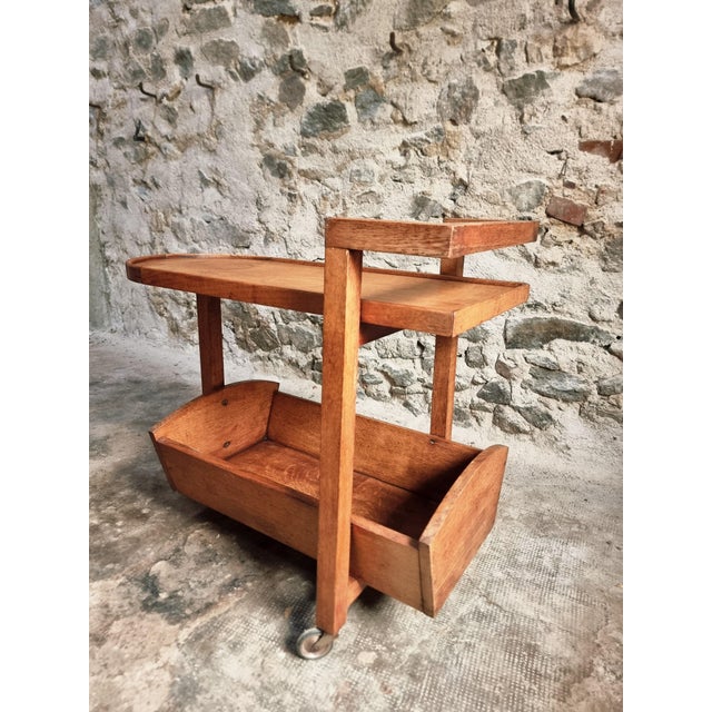Vintage Oak Bar Trolley, France, 1950s For Sale - Image 6 of 12