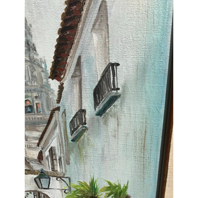 Robin's Egg Blue Serene Sky Blue View of a Mediterranean Town For Sale - Image 8 of 10