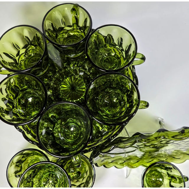 Glass Mid-Century Avocado Snack Sets- Set of 20 For Sale - Image 7 of 12