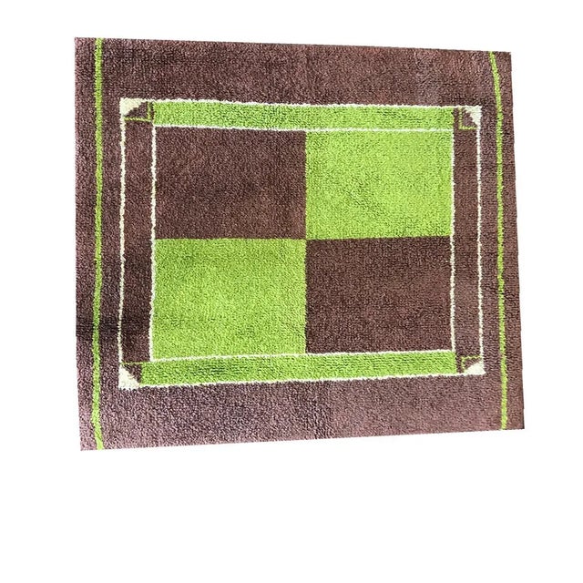 Textile Vintage Art Deco Scandinavian Area Rug - 4' X 4' For Sale - Image 7 of 7