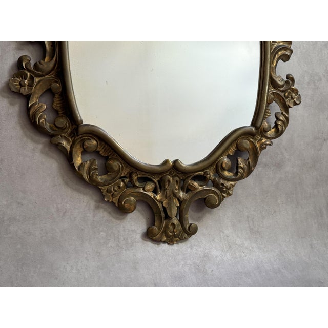 Gold Vintage French Gilded Wood Mirror, 1950s For Sale - Image 8 of 11