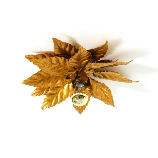 Hollywood Regency Large Gold-Plated Ceiling Lamp in the style of Hans Kögl Florentine, 1980s For Sale - Image 3 of 18