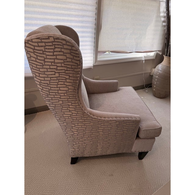 Traditional Custom Wing Back Chairs With Nail Head Trim by Sam Moore For Sale - Image 3 of 15