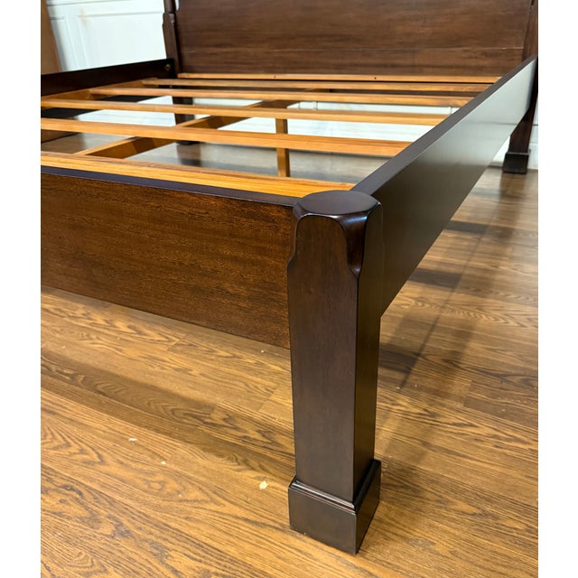 Traditional Mahogany King Size Low Post Bed by Leighton Hall - Showroom Sample For Sale In Atlanta - Image 6 of 6