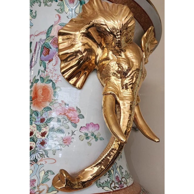 Pair of Monumental Mid-20th Century Chinese Famille Rose Palace Vases For Sale - Image 12 of 17