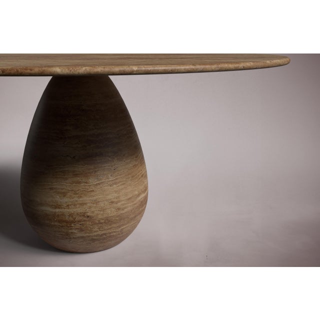 Not Yet Made - Made To Order Pearl Noche Travertine Round Dining Table 60" For Sale - Image 5 of 5