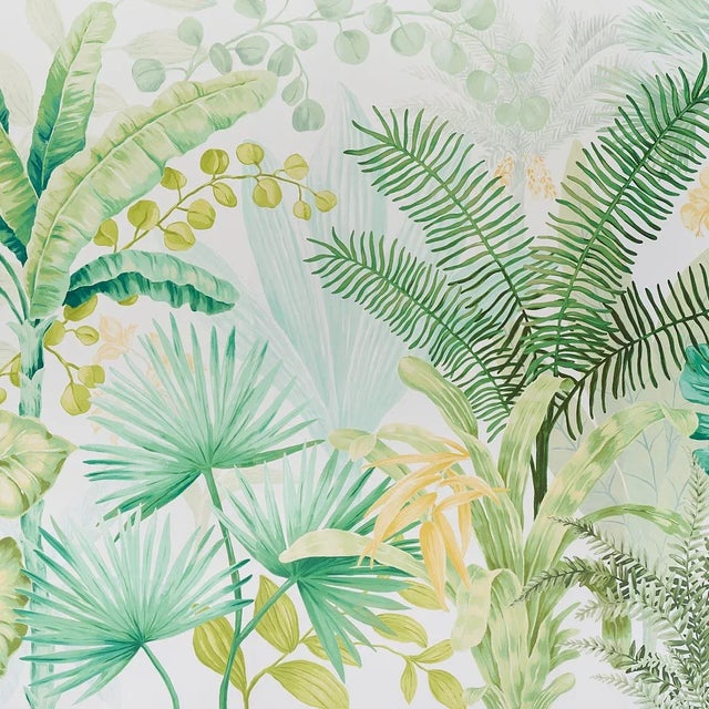 Schumacher Big Tropical Panel Set in Green - Set of 3 For Sale In New York - Image 6 of 6