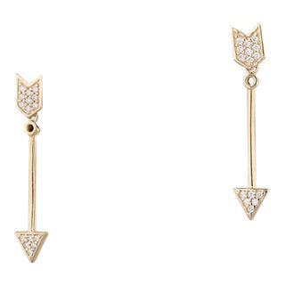 New 0.12ctw Diamond Arrow Drop Earrings 14k Yellow Gold - 2 Pieces For Sale