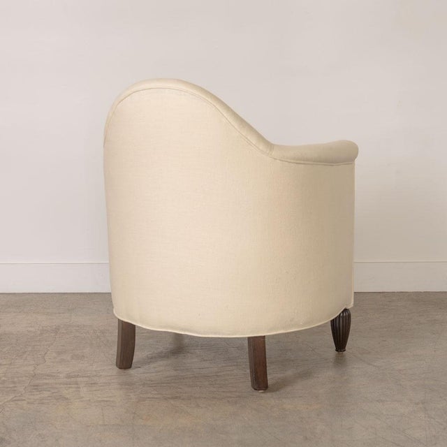 Wood Pair of 1930s French Club Chairs in Linen For Sale - Image 7 of 13