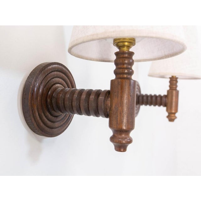 Sconces in Beech from Dudouyt, 1940, Set of 2 For Sale - Image 9 of 12