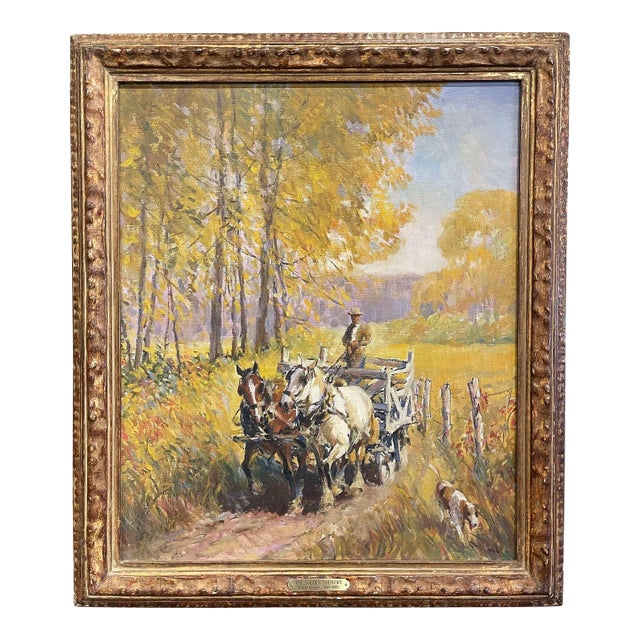 Mid-Century American Oil Painting “The Golden Country” by Walter Krawiec For Sale