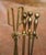 French Mid-Century French Brass and Iron Five-Piece Fireplace Tool Set For Sale - Image 3 of 9