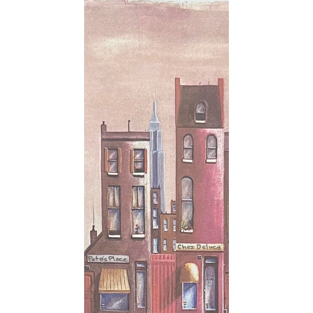 1980s Cityscape Street Scene Illustration of Vintage Buildings For Sale - Image 5 of 7