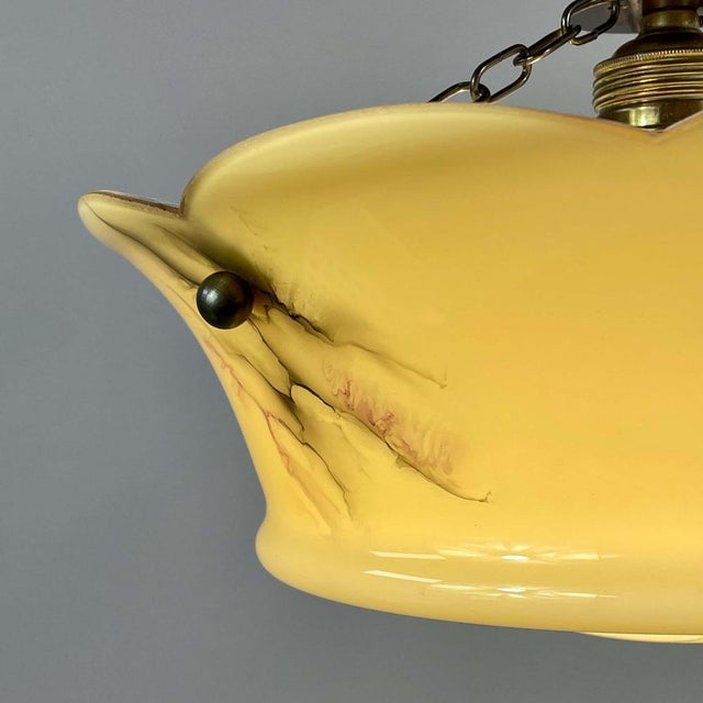 Art Deco Marbled Opaline & Brass Semi Flush Mount, Sweden, 1930s For Sale - Image 9 of 16