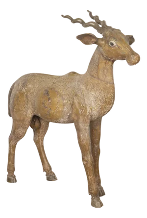 19th Century Lifesize Carved Wood Antelope, 1880
